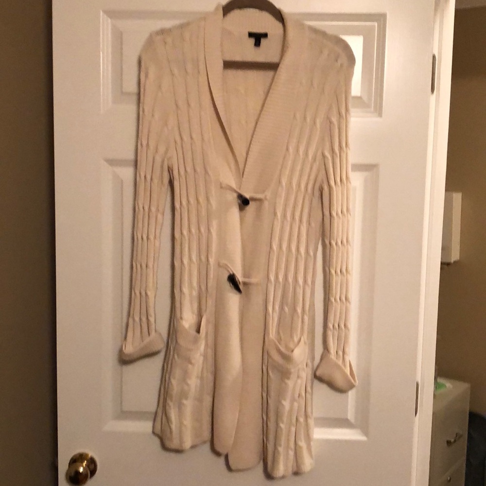 Sweater. Off white. 36 inches long.